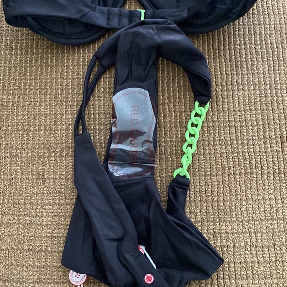 Red Carter Side Chain Bikini Set, Top-XS, Bottom-Small - Picture 6 of 6